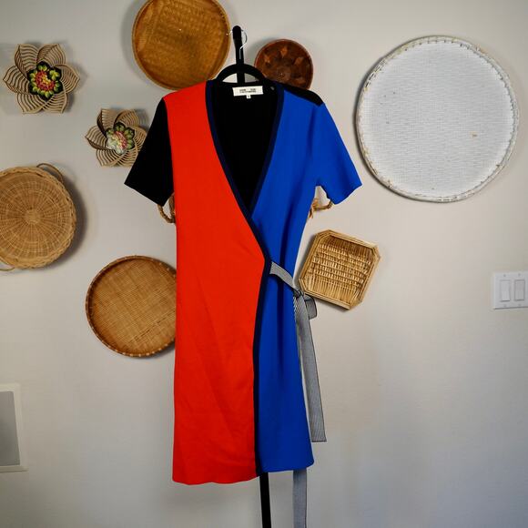 Diane von Furstenberg V Neck Wrap Francine Dress Multicolor Womens Size Medium - Picture 3 of 9